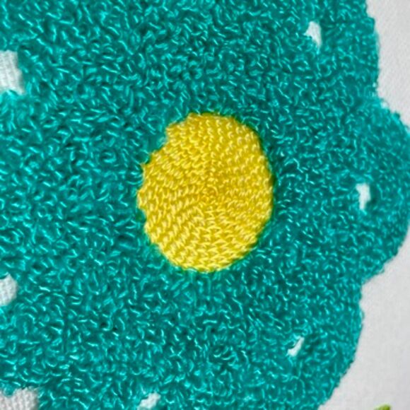 2017 Hobby Lobby The Spring Shop Throw Pillow Floral Embroidered Teal Pink White - Picture 4 of 9